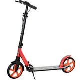 HOMCOM One-Click Folding Kick Scooter with Adjustable Handlebar, Dual Brakes & Kickstand – Push Scooter for Ages 14+, Red