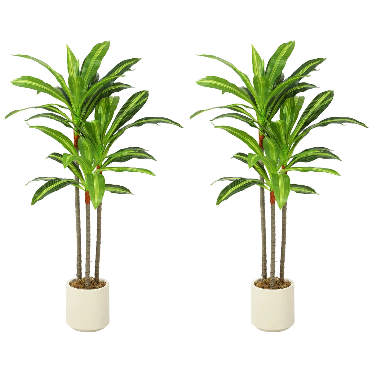 HOMCOM 90cm Artificial Dracaena Tree with Bendable Trunks – Lifelike Faux Plant in White Pot, Green