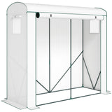Outsunny Mini Greenhouse with Roll-Up Door & 2 Mesh Windows – Steel Frame, PE Cover, 200 x 75 x 188cm, White