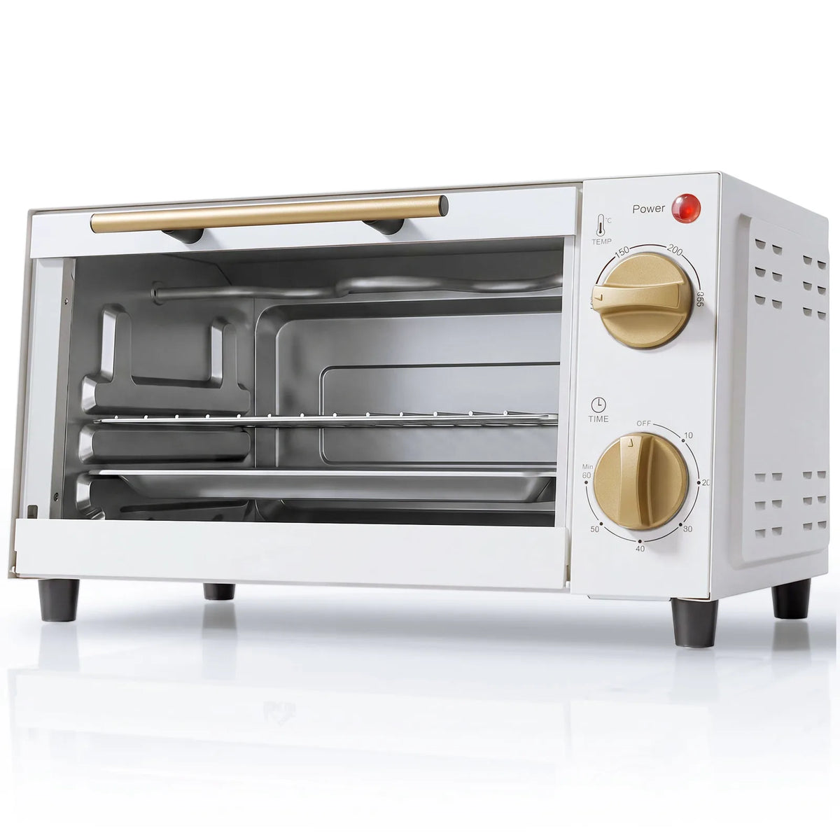 HOMCOM 9L Mini Oven with Adjustable Temperature & 60 Minute Timer – Countertop Toaster Oven Grill, White