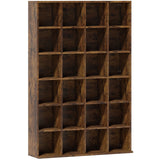 HOMCOM CD Storage Unit with 3-Level Adjustable Shelves – Slim Media Tower for CDs and DVDs, Rustic Brown