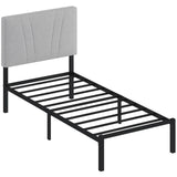 HOMCOM 3FT Single Bed Frame with Upholstered Headboard & Underbed Storage – 250 kg Capacity, Black and Grey