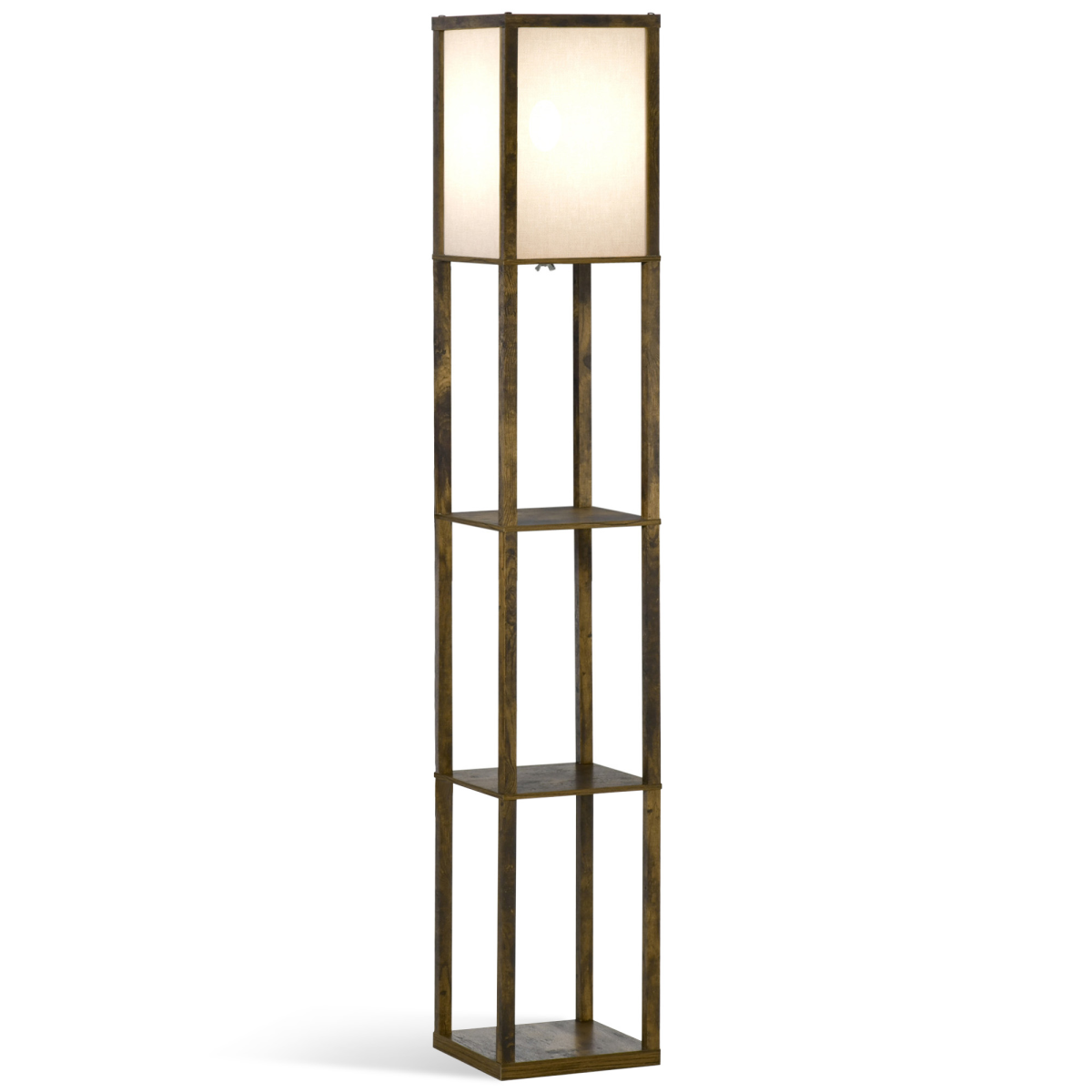 Storage Shelf Floor Lamp – Brown