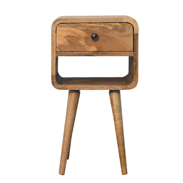 Artisan mini curve solid wood bedside table