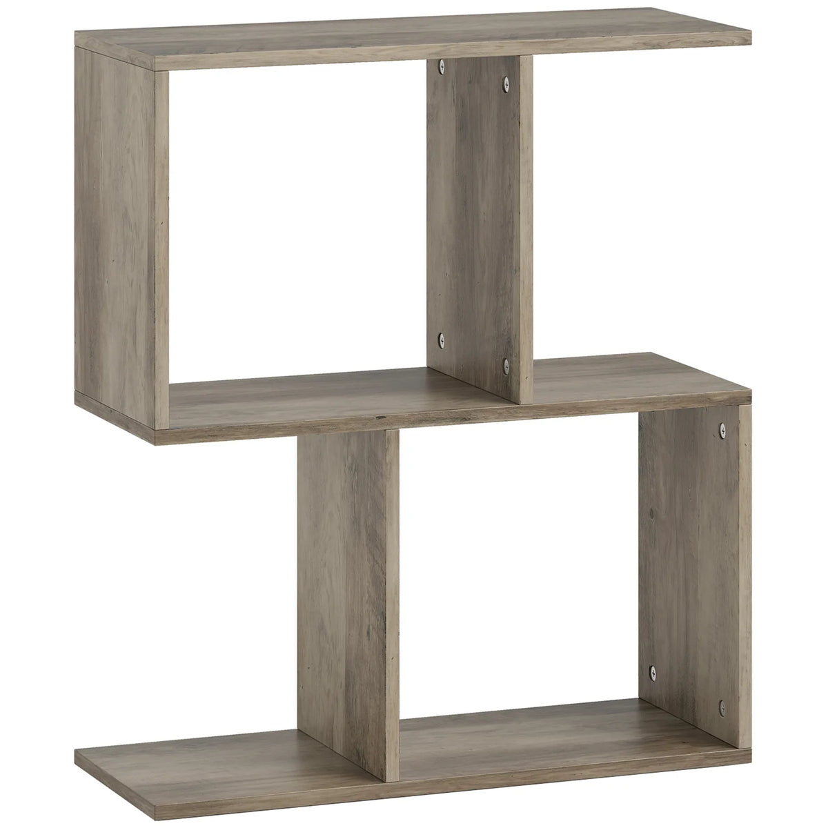 HOMCOM S-Shaped Narrow Side Table with 3-Tier Storage Shelves – Slim Living Room End Table, 50W x 19.5D x 58H cm, Grey