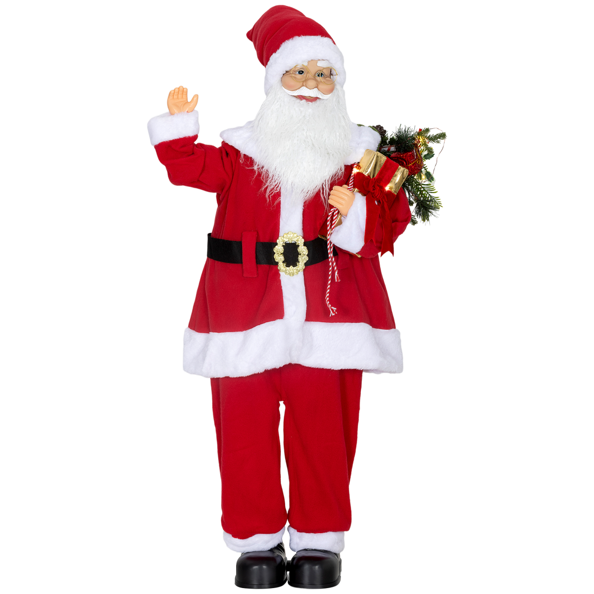 HOMCOM Life Size Animated Santa Claus with Sound Activation and LED Lights – Christmas Party Decoration, Red