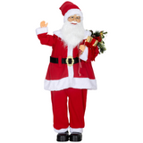 HOMCOM Life Size Animated Santa Claus with Sound Activation and LED Lights – Christmas Party Decoration, Red