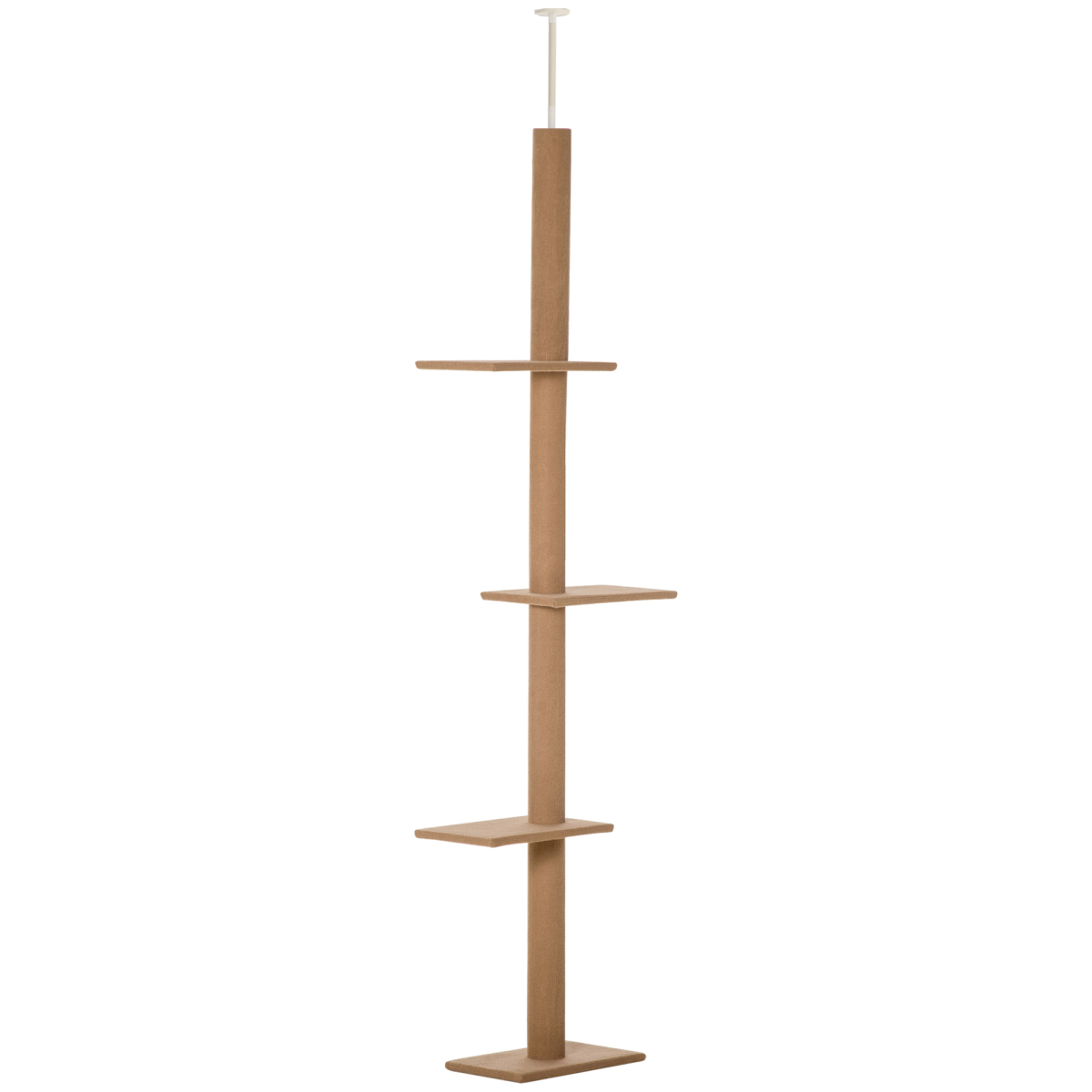 PAWHUT 260cm Floor-to-Ceiling Cat Tree with Four Platforms & Adjustable Height – Indoor Climbing Tower, Brown