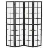 HOMCOM 4 Panel Folding Room Divider with Pine Wood Frame – Freestanding Privacy Screen for Living Room & Bedroom, Black
