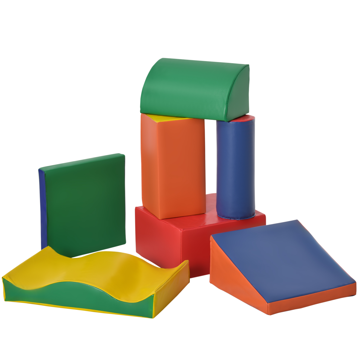 HOMCOM 7 Piece Kids Soft Foam Puzzle Play Blocks Set – Toddler Learning & Activity Toy for 1-3 Years