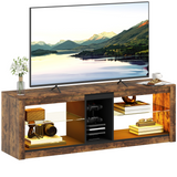 HOMCOM TV Stand with LED Lights & Remote Control – Entertainment Centre for TVs up to 65 Inch, Rustic Brown