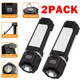 Rechargeable Foldable LED Camping Lantern, 2 Pack with Magnetic Base & Hook – Outdoor Work Light, Black
