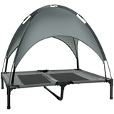 Pawhut 92cm Elevated Dog Bed with Removable UV Protection Canopy – Cooling Raised Pet Cot with Travel Bag, Grey