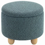HOMCOM Round Storage Ottoman Bench with Reversible Lid and Rubberwood Legs, 19L – Footstool, Dark Blue