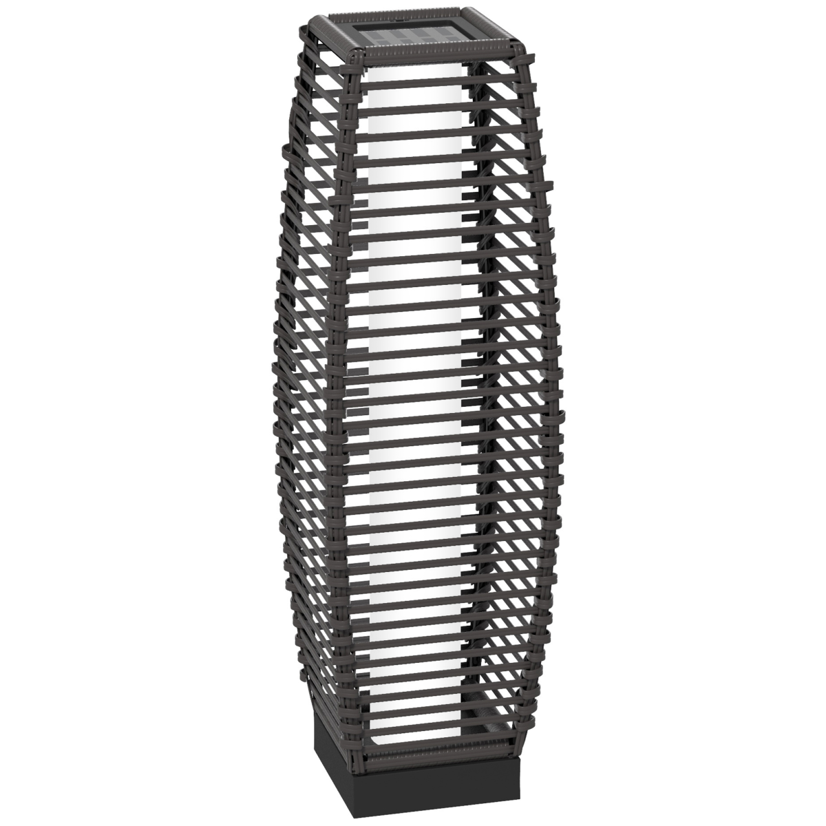 Outsunny Rattan Solar Floor Lamp with Auto On/Off LED, IP44 – Porch, Yard & Garden Lighting, Grey