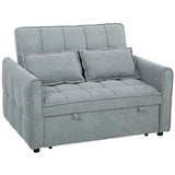 HOMCOM 2 Seater 3-in-1 Sofa Bed with Click-Clack Backrest and 2 Pillows – Convertible Sleeper Sofa, Grey