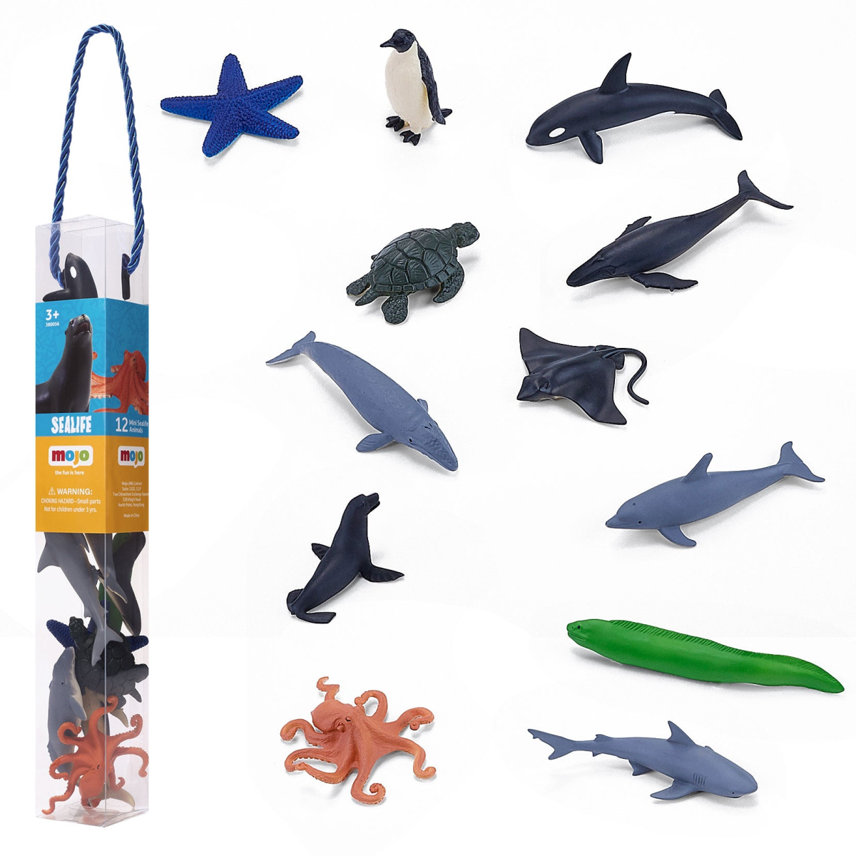 Mojo Mini Worlds Sea Life Playset – 12 Piece Ocean Animal Figures in Tube