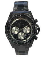 Christyan Arden Mens New FK Fashion Dated Multi Eye Black Dial Analogue Black Metal Bracelet Strap Watch