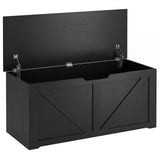 HOMCOM 127L Storage Chest Bench with Safety Hinges – Seat Trunk for Bedroom and Hallway, Black
