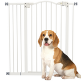 PawHut Adjustable Metal Pet Gate, 74–94cm Safety Barrier with Auto-Close Door – Dog Stair Gate, White