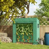 Lean-to Walk-in Greenhouse with Roll-up Door & 2 Mesh Windows – PE Cover Wall Grow House, 196 x 77 x 197cm, Green