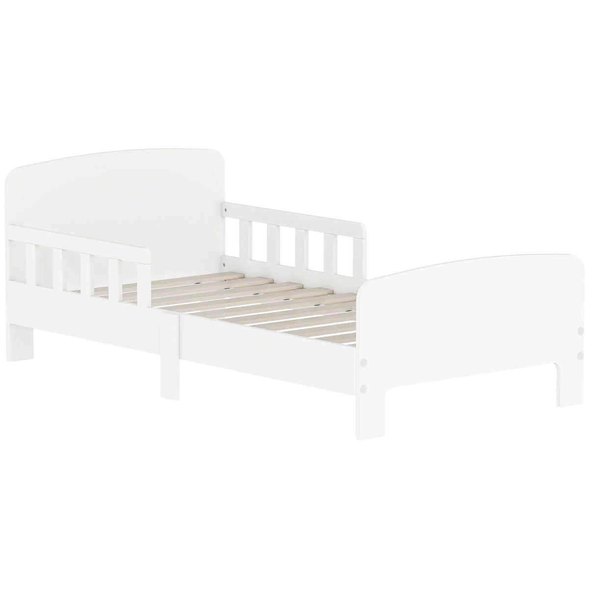AIYAPLAY Toddler Bed Frame with Safety Side Rails – White Kids Bed for Ages 3-8 Years