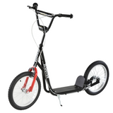HOMCOM Kids Kick Scooter with Adjustable Handlebar, Dual Brakes & Inflatable Wheels – Ages 5+, Black