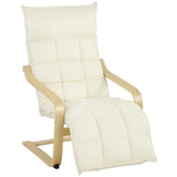 HOMCOM Modern Accent Chair with Footrest, Plush Cushion and Curved Legs – Tufted Lounge Armchair, Cream White