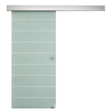 HOMCOM Tempered Frosted Glass Sliding Barn Door Kit with Aluminium Rail – Space-Saving Door for Bathrooms