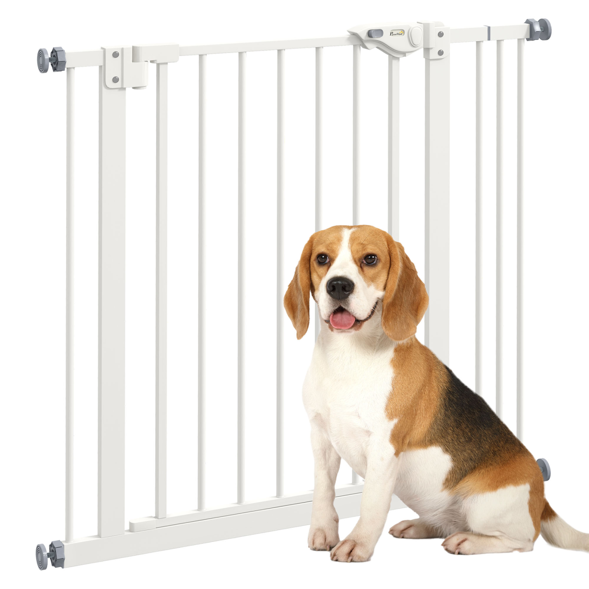 PawHut Adjustable Safety Gate with 1 Extension and 4 Screws – Pet Gate for Doors and Stairs, White
