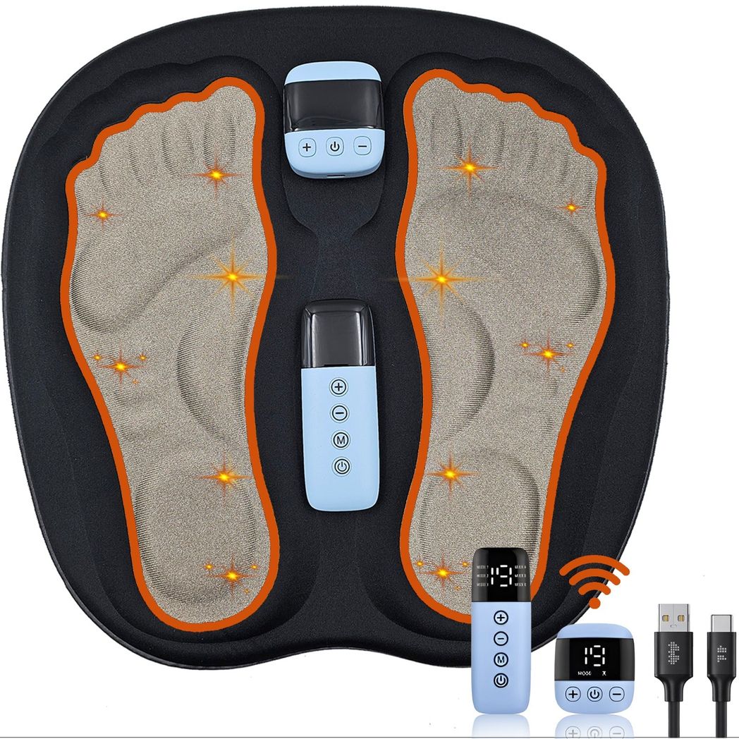 DYZI Rechargeable EMS Foot Massager with Electrical Muscle Stimulation – Foldable, Adjustable Intensity