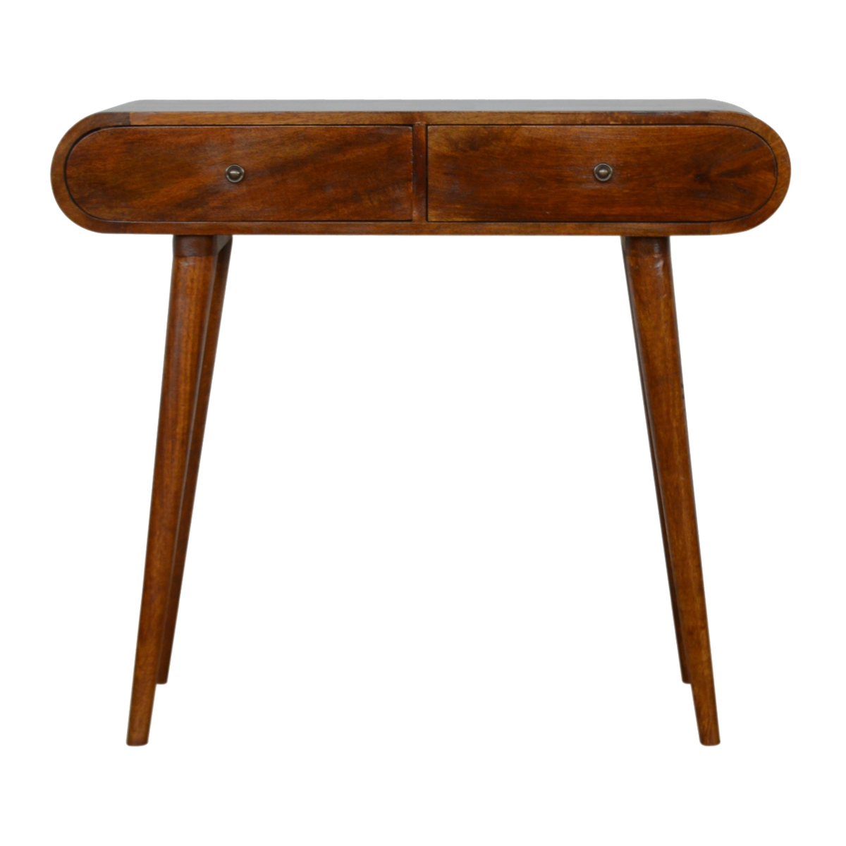 Artisan Furniture Chestnut London Console Table with 2 Drawers – Nordic Style Legs, Solid Mango Wood, Dark Brown