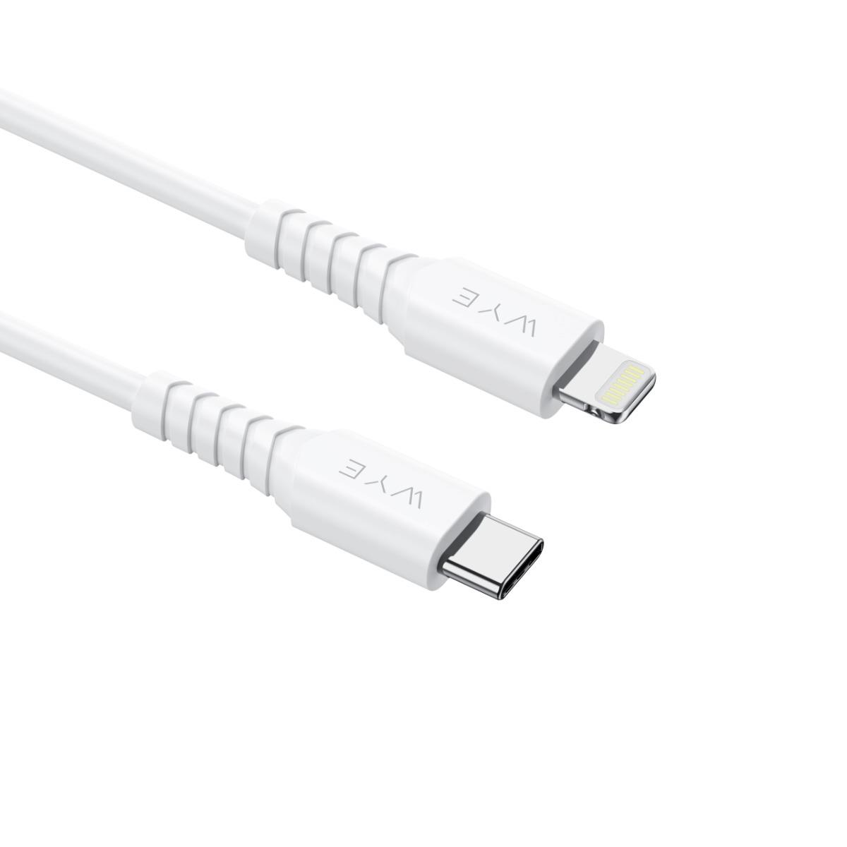 WYE USB-C to 8-Pin Fast Charging & Data Cable, 1m – 20W Charging Lead with High-Speed Data Transfer, White