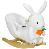 HOMCOM Kids Rabbit Rocking Horse with Realistic Sounds and Safety Belt – Poplar Wood Rocker, White
