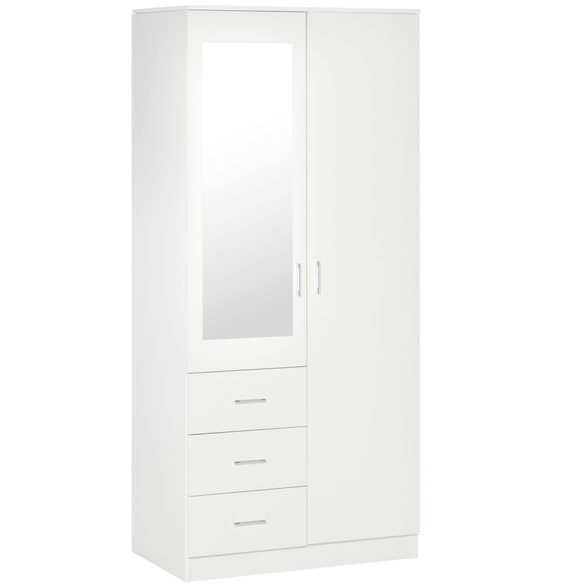 White 2-door wardrobe with drawers