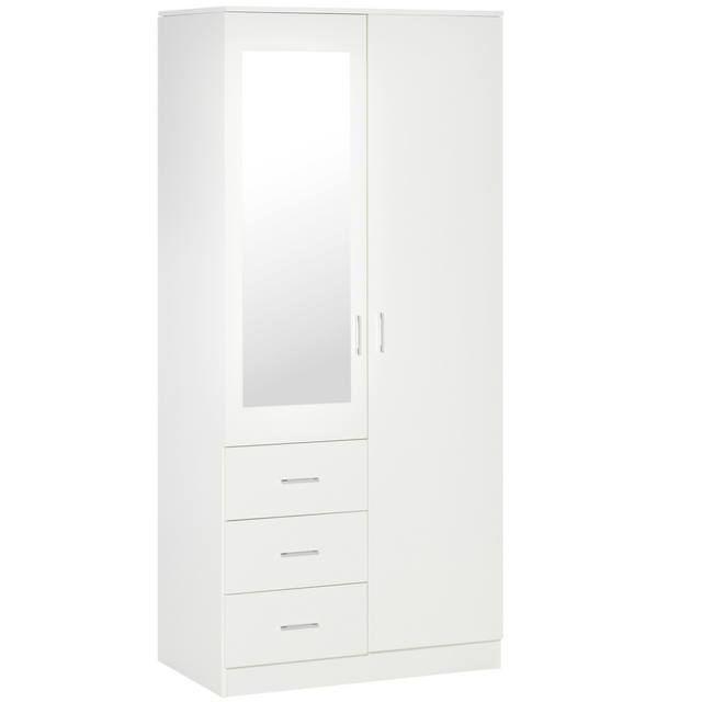 White 2-door wardrobe with drawers