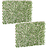 Outsunny 2-Piece Artificial Eucalyptus Hedge Trellis Screen, 4m², 2 x 1m Panels – Garden Privacy, Green