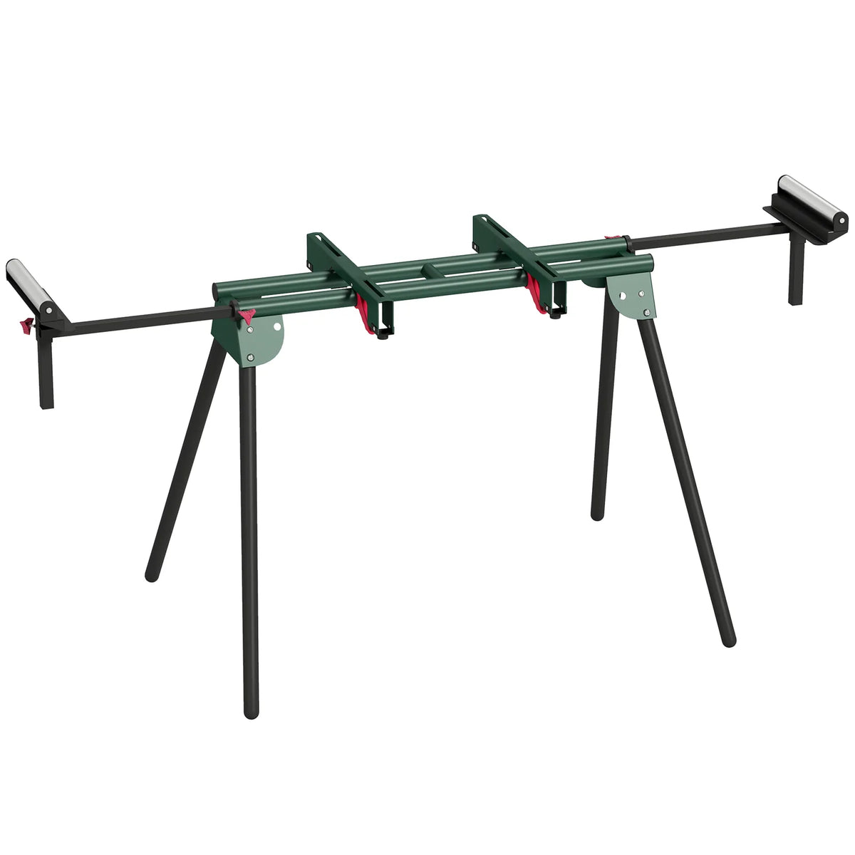 HOMCOM Universal Mitre Saw Stand with Adjustable Rollers and Support Arms – Portable Folding Stand, 150kg Load