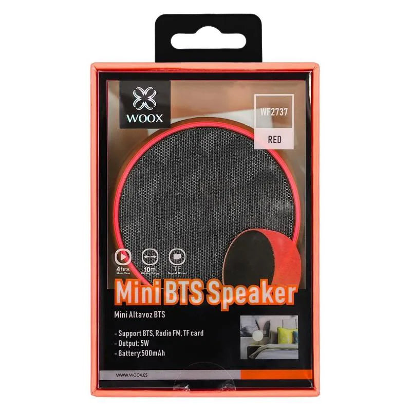 WOOX WF2763 Mini Bluetooth Speaker with FM Radio & TF Card Support – Portable Wireless Speaker, Red