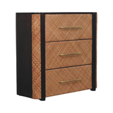 Artisan Furniture Havana Weave Solid Mango Wood 3 Drawer Chest with Rattan Fronts – Bedroom Storage, Brown