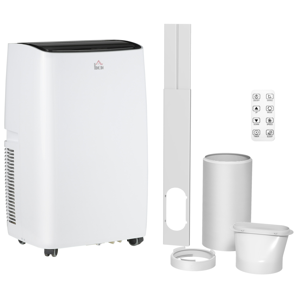 HOMCOM 14,000 BTU Portable Air Conditioner with Remote, 24H Timer and 3 Speeds – Cooling and Dehumidifying