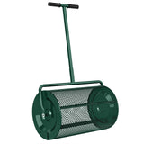 Outsunny 24" Compost Spreader with 75L Mesh Basket & Adjustable T-Handle – Peat Moss & Seed Garden Roller, Green