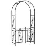 Outsunny 2.17m Steel Garden Arch with Gate – Wedding Arch Plant Support, 107 x 45 x 217cm, Black