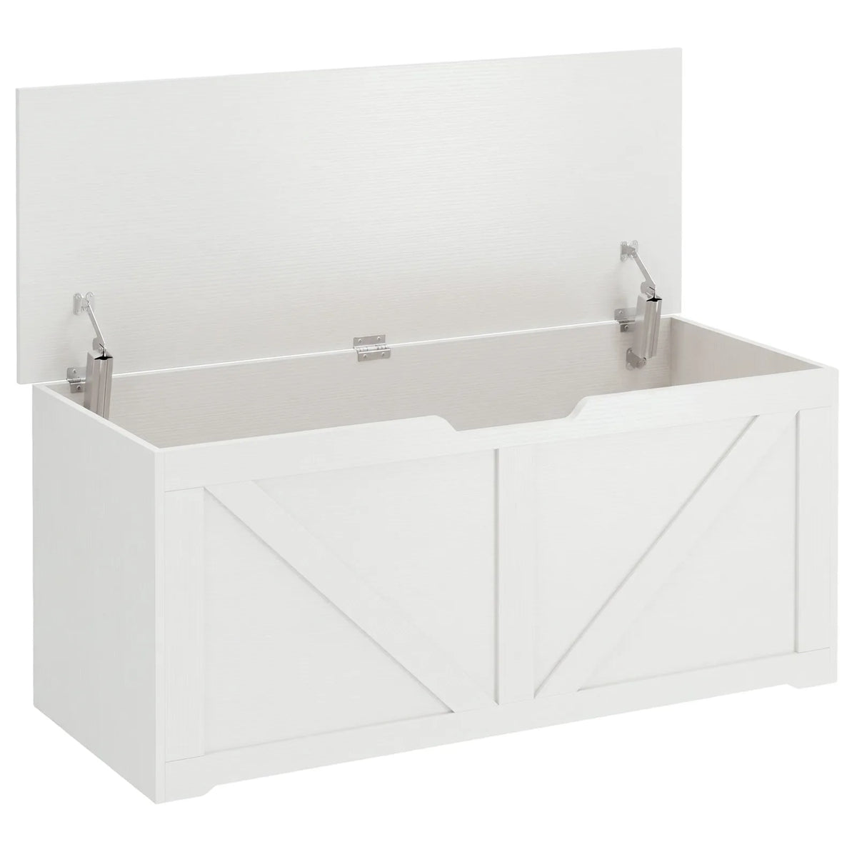 HOMCOM 127L Storage Box Bench with Safety Hinges – Wood-Effect Trunk for Hallway and Bed End, White