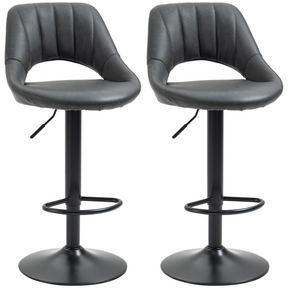 Set of 2 adjustable swivel PU leather bar stools