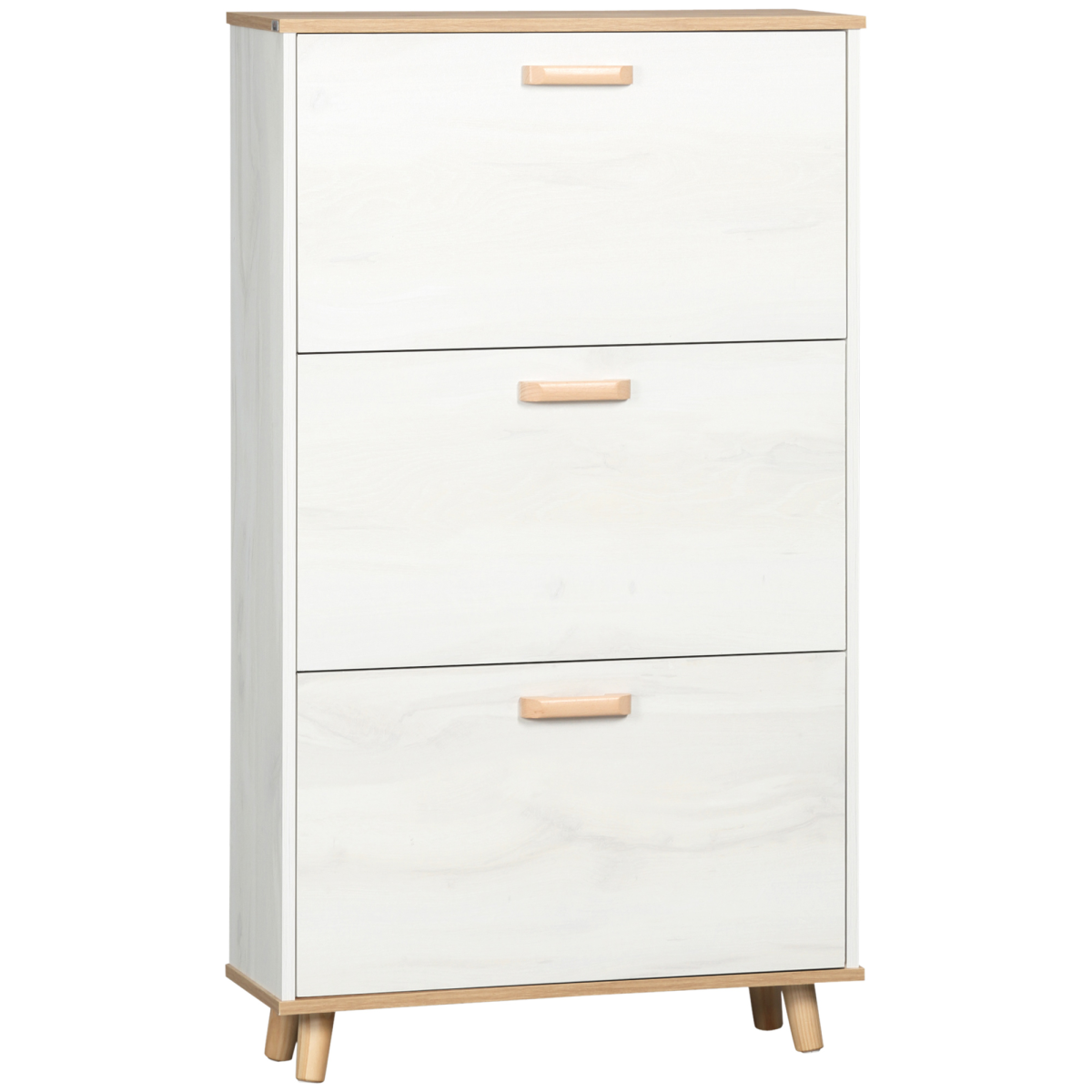 HOMCOM slim shoe cabinet with three flip drawers