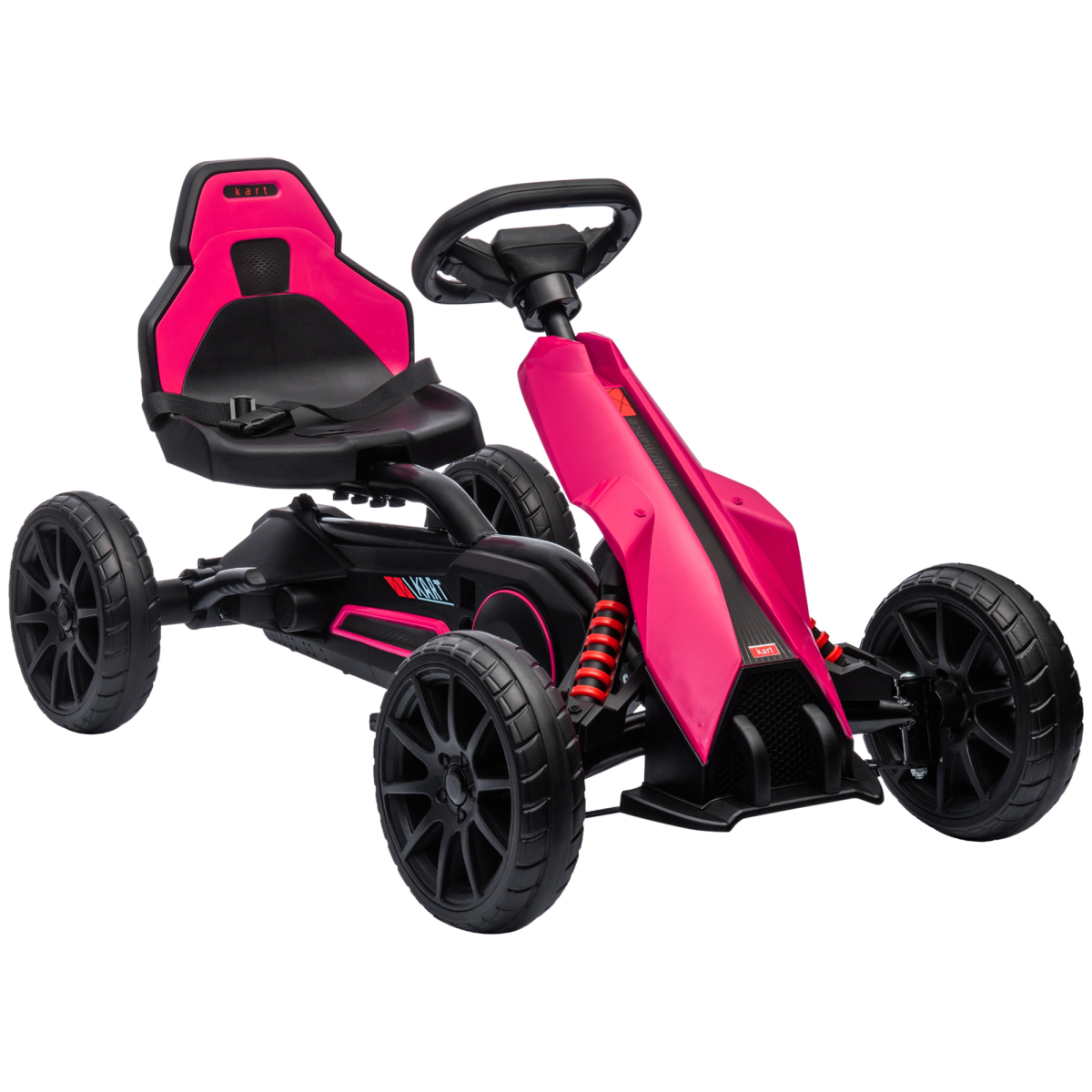 HOMCOM Kids Pedal Go Kart with Adjustable Seat, Handbrake and EVA Wheels – Ride-On for Ages 3-8, Pink