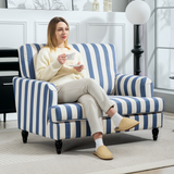 HOMCOM blue and white striped velvet chair