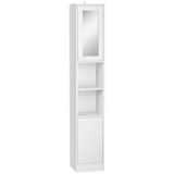 kleankin Tall Narrow Bathroom Storage Cabinet with Mirrored Door and Adjustable Shelves – Freestanding Tallboy