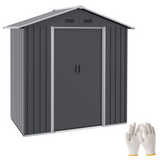 Outsunny 6.5 x 3.5ft Galvanised Steel Garden Shed with Double Sliding Doors and Vents – Outdoor Storage, Dark Grey